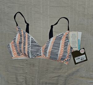 Striped Orange and Navy Women's Bikini Top